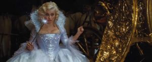 Helena Bonham Carter as Helena Bonham Carter pretending to be a fairy godmother.